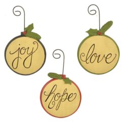 158-51653 Ornament-S/3 CIRCLE W/JOY/HOPE/LOVE 