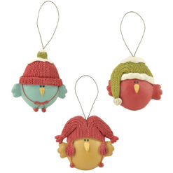 158-51665 Ornament-S/3 BIRDS W/HATS