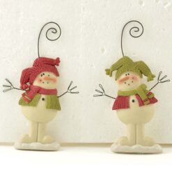 158-51668 Ornament- S/2 STANDING SNOWMEN W/JOKER HAT