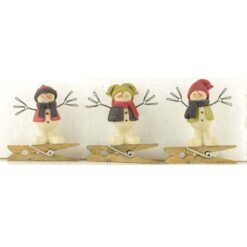158-51672 CLIPS- S/3 STANDING SNOWMEN W/VESTS