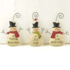158-51677 Ornament- S/3 BRRY/CHILL/LOVE SNOWMEN