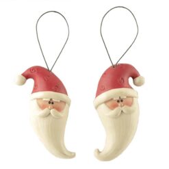 158-51678 Ornament-S/2 SANTA FACES 