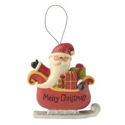 158-51683 Ornament-'MERRY CHRISTMAS' SLEIGHT W/SANTA 