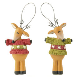 158-51684 Ornament-S/2 STANDING REINDEER W/SWEATERS 
