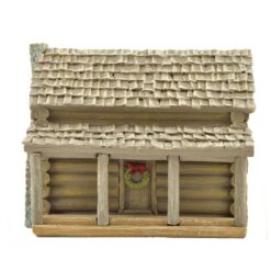 158-89511 LOG CABIN W/GREEN WREATH