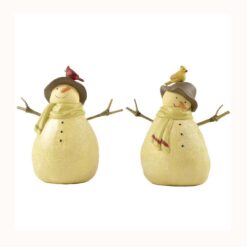 158-89515 S/2 SNOWMEN W/RED/YELLOW BIRD