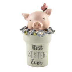 181-11564 pig in "SISTER"  flower pot