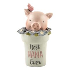 181-11565 pig in "NANA"  flower pot