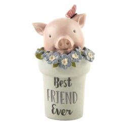 181-11567 pig in "FRIEND"  flower pot