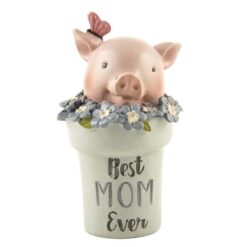 181-11568 pig in "MOM"  flower pot