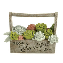 181-11698 'BEAUTIFUL LIFE' FLOWER PLANTER W/FLOWERS