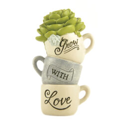 181-11702 'GROW  WITH LOVE' STACKED COFFEE CUPS  (M4)
