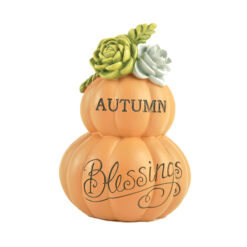 186-11786 Stacked 2 Pumpkins w/Succulents