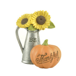 186-11793 *"GALVANIZED PITCHER WITH "THANKFUL" PUMPKIN (M4)