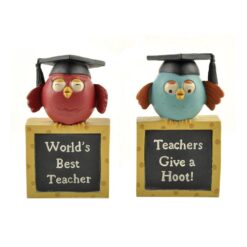 141-88577 S/2 TEACHER PLAQUES W/OWLS