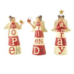 1488-88687 S/3 RED/WHITE 'HOPE/PRAY/FRIEND ANGELS