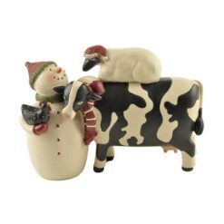 188-11651 SNOWMAN HOLDING CHICKEN W/COW  