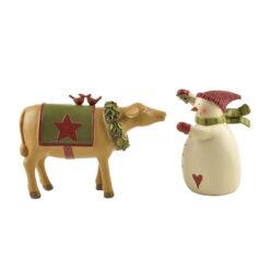 188-11653 S/2 COW W/WREATH KISSING SNOWMAN
