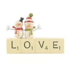 188-11846 SNOWMEN ON "LOVE" SCRABBLE BLOCK