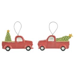 188-52007 Ornament-S/2 CHRISTMAS TRUCK W/TREE
