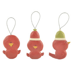 188-52012 Ornament-S/3 RED BIRDS