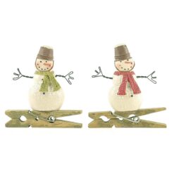 188-52023 S/2 SNOWMAN WITH CRATE HATS ON CLIPS