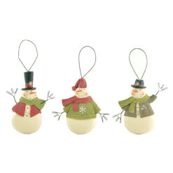 188-52038 Ornament-S/3 SNOWMEN WITH COATS/HATS