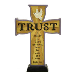 171-10690 'TRUST' CROSS ON BASE W/DOVE