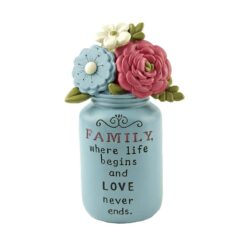 171-11051'FAMILY' BLUE JAR W/FLOWERS (M4)