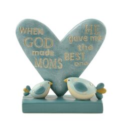 171-11065 'GOD MADE MOMS' HEART ON BASE W/BIRDS