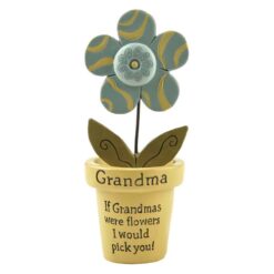 171-11067 'GRANDMA' FLOWER POT W/BLUE FLOWER (M4)
