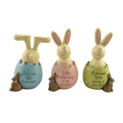 171-11090 S/3 CRACKED EGGS W/BUNNIES/CHOCOLATE (M2)