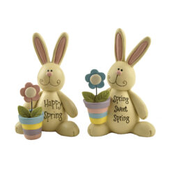 171-11091 S/2 SPRING RABBITS W/FLOWER POTS (M2)