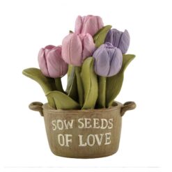 171-11131 SEEDS OF LOVE' FLOWER POT W/TULIPS (M4)