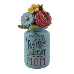 171-11176 'WORLDS BEST MOM' JAR W/FLOWERS (M2)