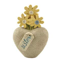 173-11198 "sister" flowers on heart rock