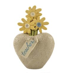173-11199 "teacher" flowers on heart rock