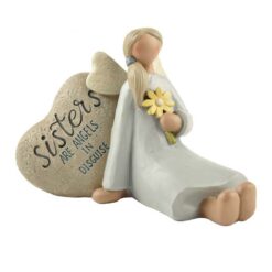 173-11200 "SISTERS" angel sitting on heart rock