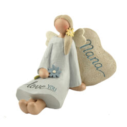 173-11201 "Nana" angel sitting on heart rock