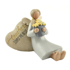 173-11202 "teacher" angel sitting on heart rock