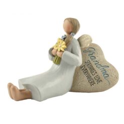173-11203 "grandma" angel sitting on heart rock