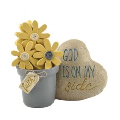 173-11208 "faith" flower pot w/ heart rock