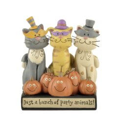 176-11290 ''PARTY ANIMALS' BLOCK W/THREE CATS/PUMPKINS (M2)