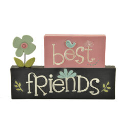 1766-11296 "BEST FRIENDS" w/ bird & flowers block