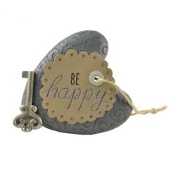 1766-11502 'BE  HAPPY' HEART W/KEY/EASEL  (M4)