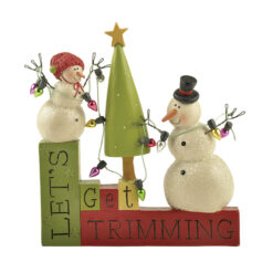 178-11314 "LET'S GET TRIMMING" block w/ tree & snowmen
