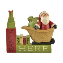 178-11321 "SANTA STOP HERE" block with santa sleding