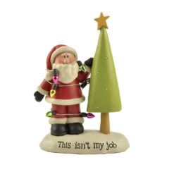178-11322 santa hanging lights to tree on base