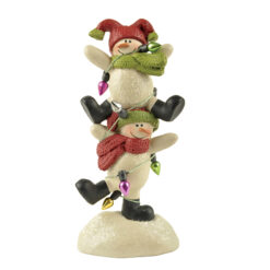 178-11325 TWO  STACKED SNOWMEN WRAPPED  IN LIGHTS (M4)