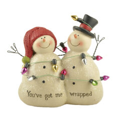 178-11326 X'YOU'VE GOT ME WRAPPED' SNOWMEN COUPLE IN LIGHTS (M2) *DSC*
